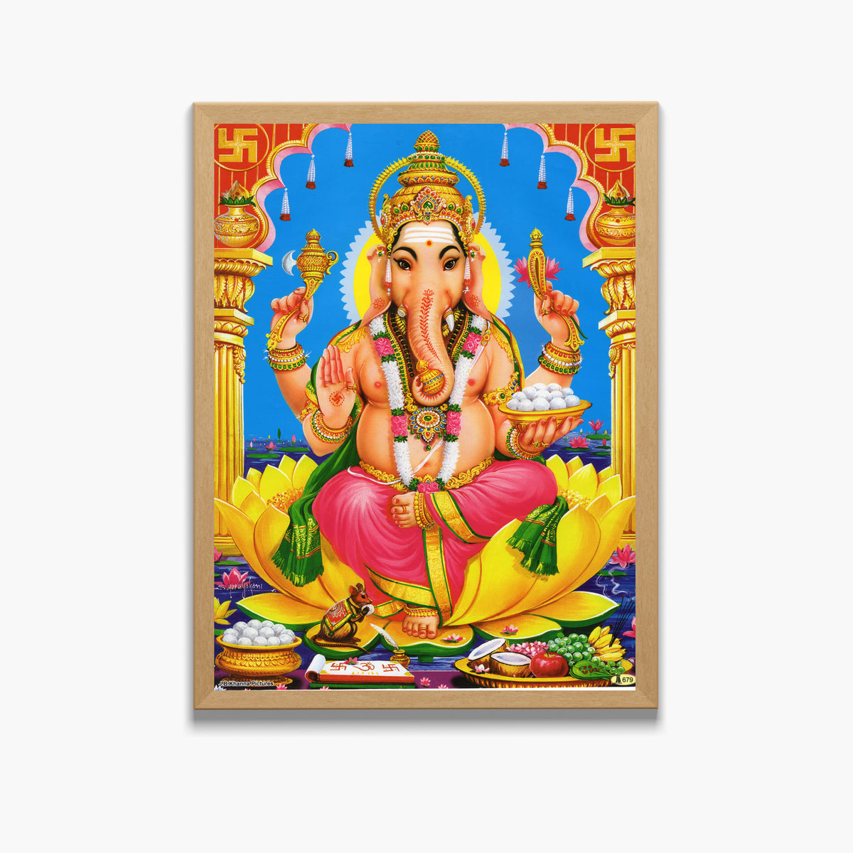 Lord Ganesha Wall Art – Hindu God Photo Frame for Home & Puja Room