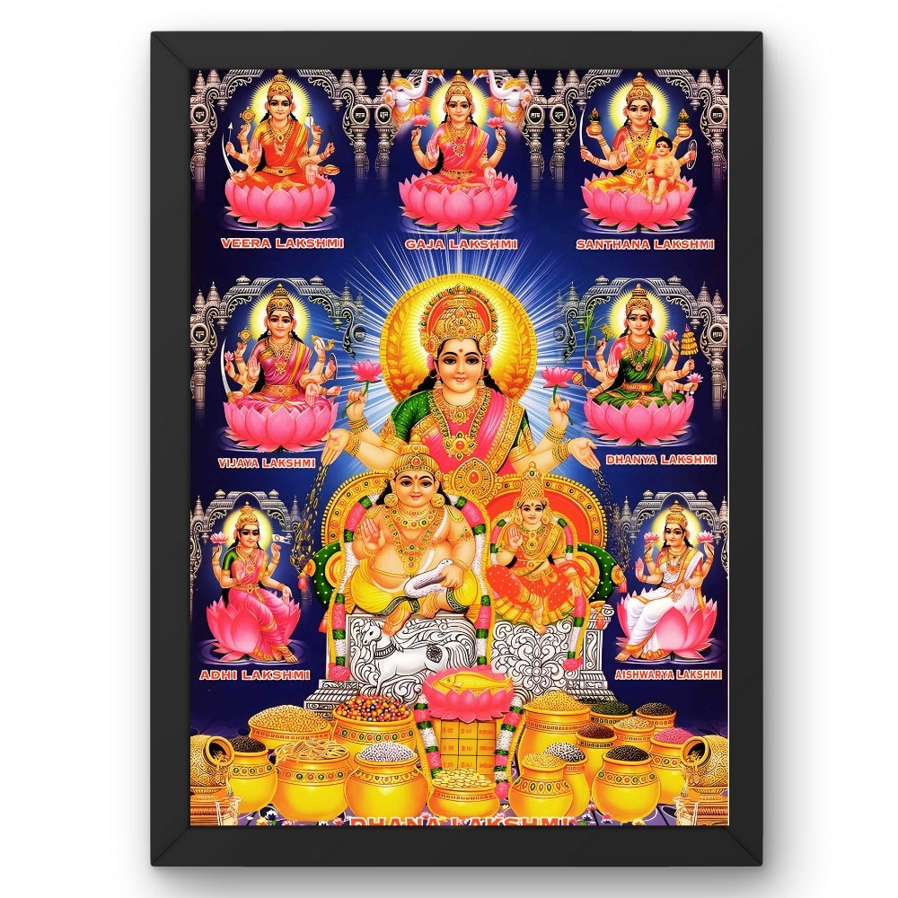 Lord Kubera wall art-God Kubera with Ashtalaxmi photo frame