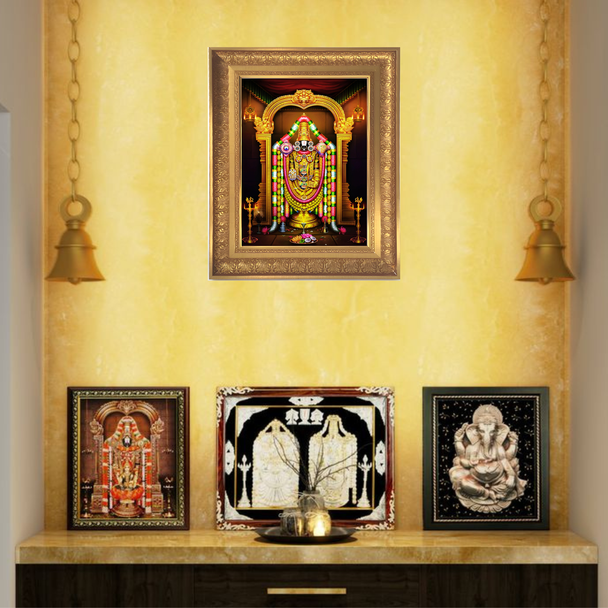 Premium Lord Venkateswara Wall Art – Balaji Tirupati Venkateswara Photo Frame | Hindu God Spiritual Home Décor