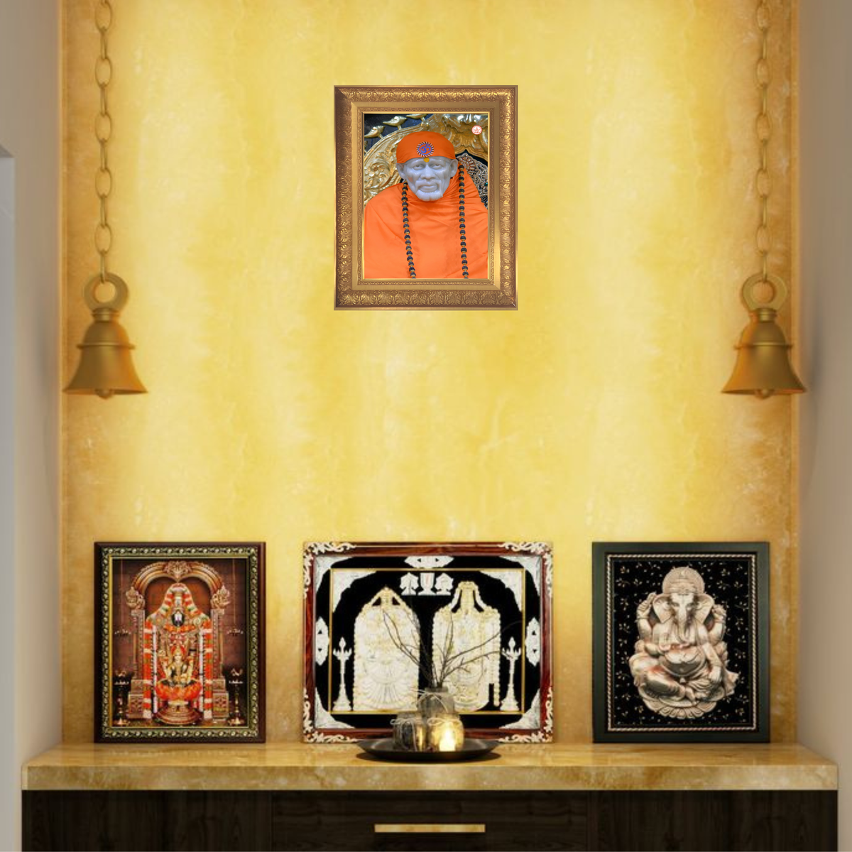 Premium Shirdi Sai Baba Wall Art – Sai Baba Devotional Hindu God Photo Frame