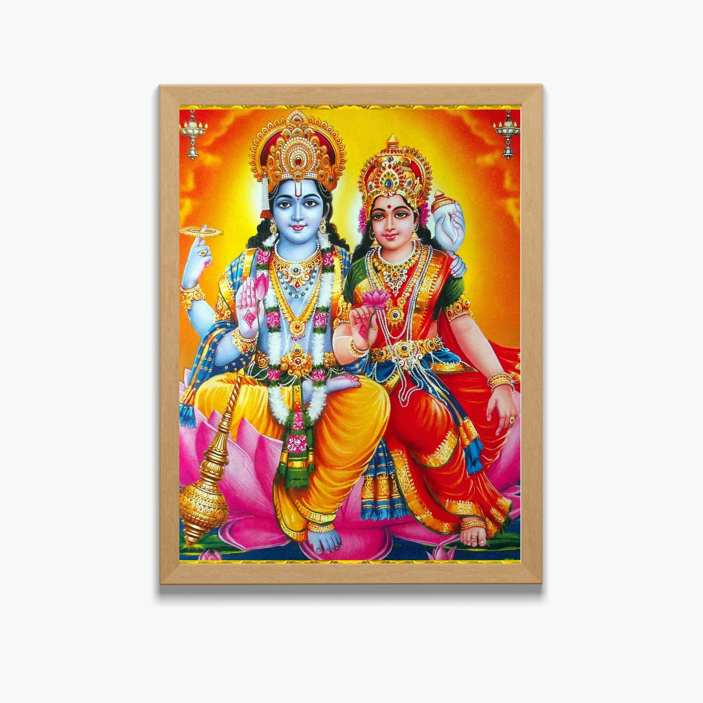 Lord Vishnu and Laxmi wall art- Vishnu with Laxmi art god fame
