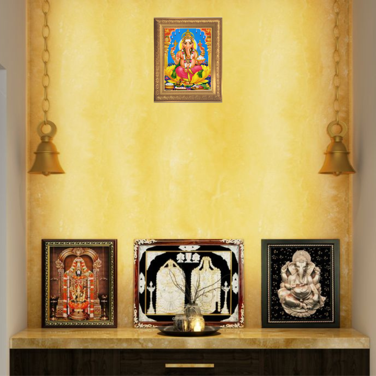 Premium Lord Ganesha Wall Art – Ganpati Bappa Hindu God Photo Frame