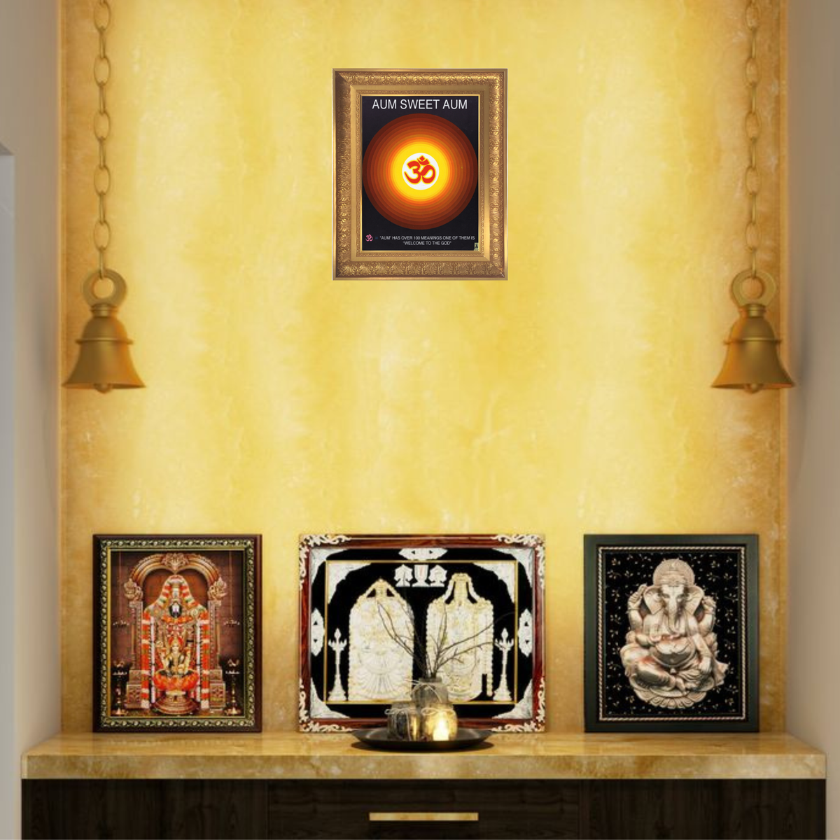 Premium Om Sweet Om Wall Art – AUM Spiritual Hindu Symbol Photo Frame