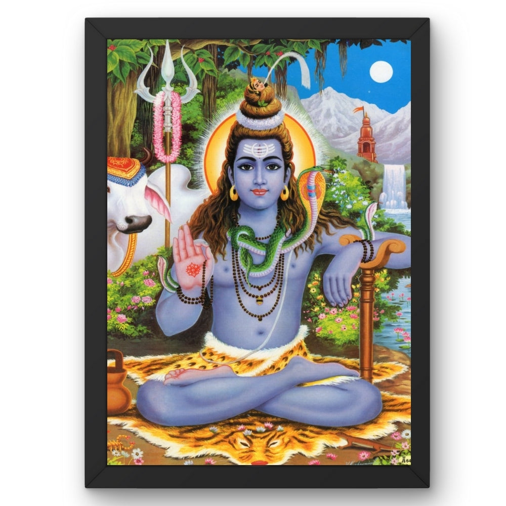 Lord shiva wall art-God shiva with cow photo frame