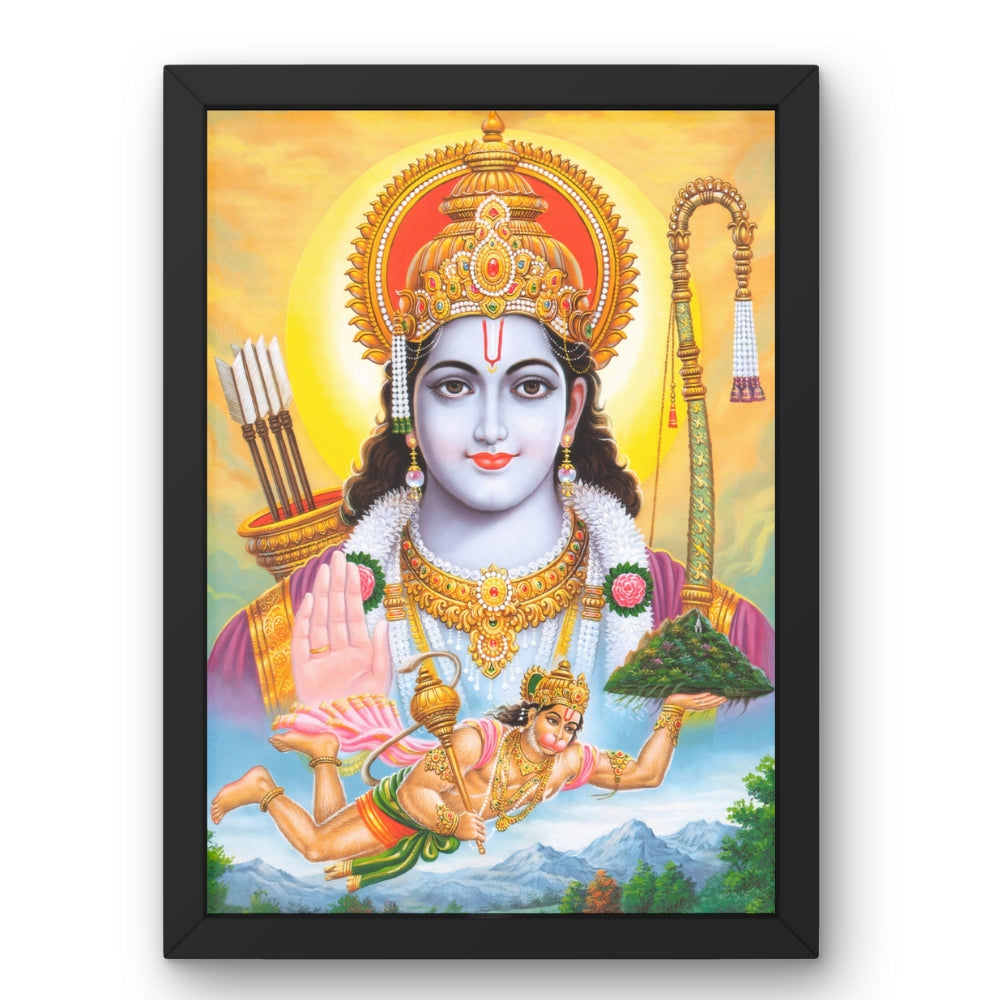 Lord Rama with Hanuman Wall Art – Shri Ram and Hanuman Hindu God Photo Frame
