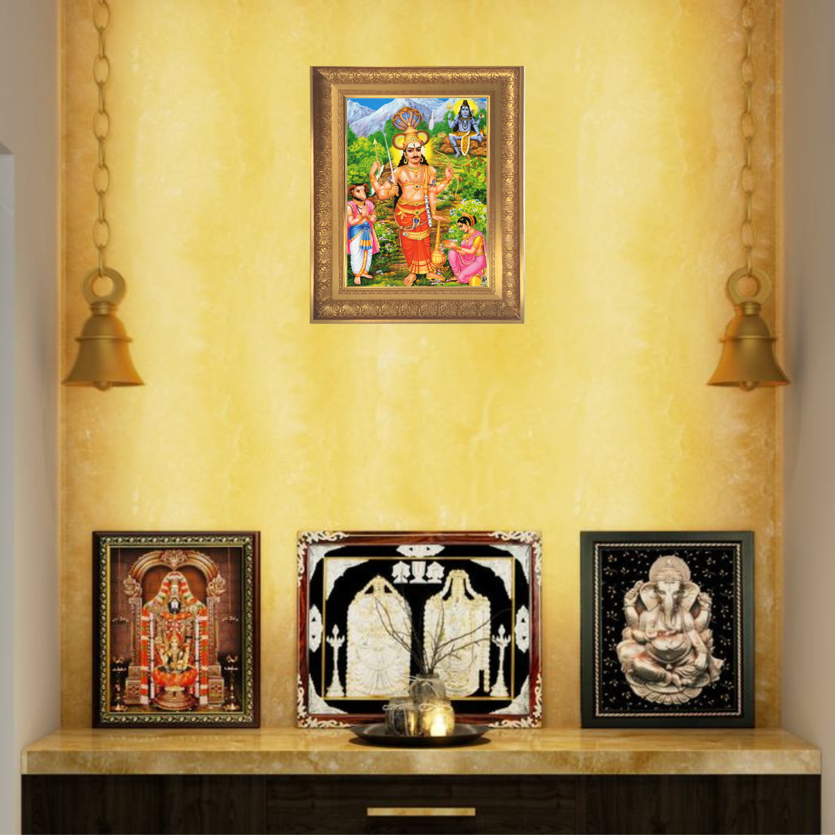 Premium Mallanna Swamy Wall Art – Lord Mallanna with Lord Shiva Hindu God Devotional Photo Frame