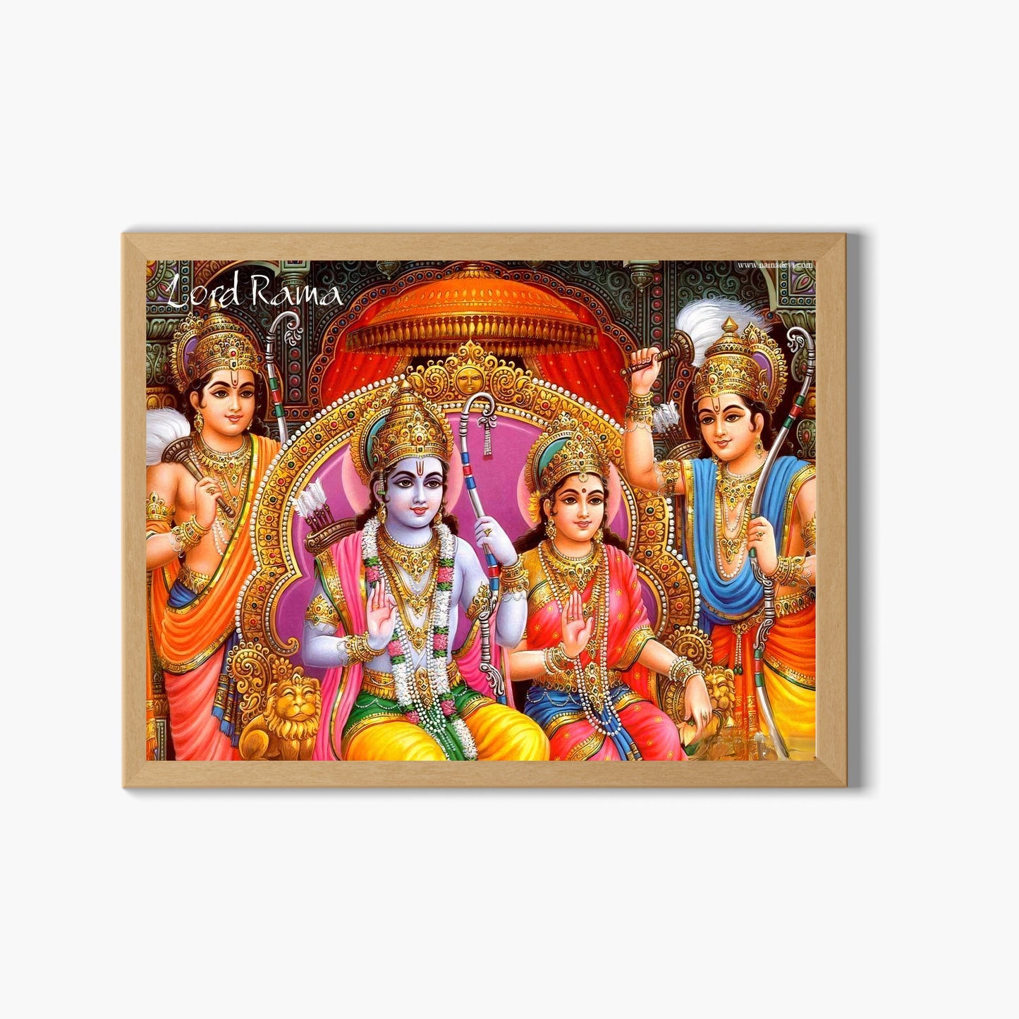 Lord Rama & Sita Wall Art – Shri Ram Darbar with Lakshman Hindu God Photo Frame