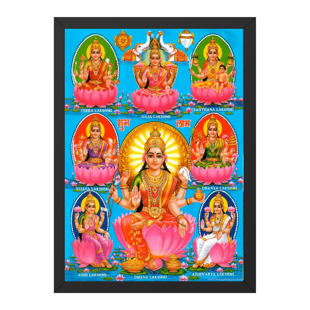 Goddess Lakshmi Wall Art – Ashtalakshmi Hindu God Photo Frame for Home & Puja Room