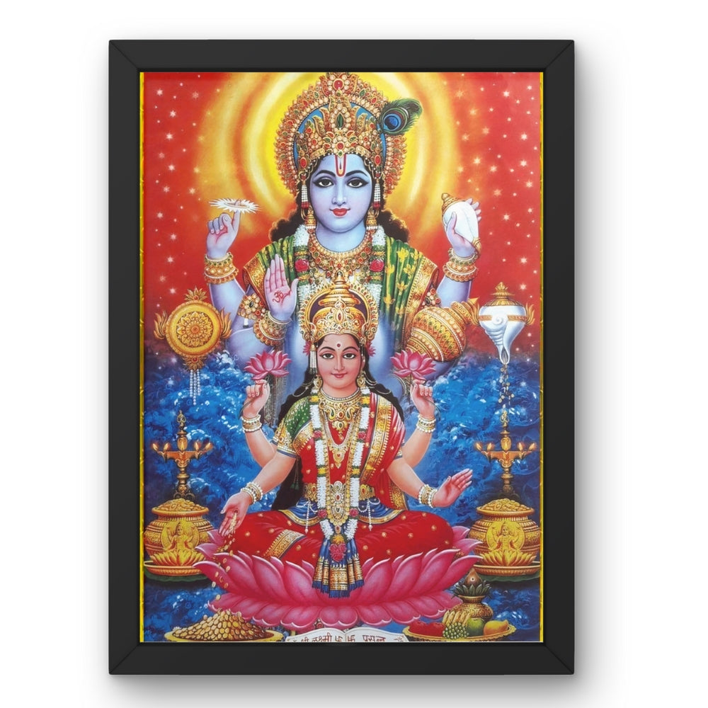 Lakshmi Vishnu Wall Art – Goddess Lakshmi and Lord Vishnu Hindu God Photo Frame