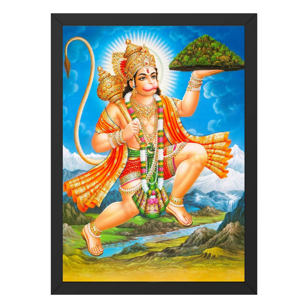 Lord Hanuman Wall Art – Hindu God Photo Frame for Home & Puja Room