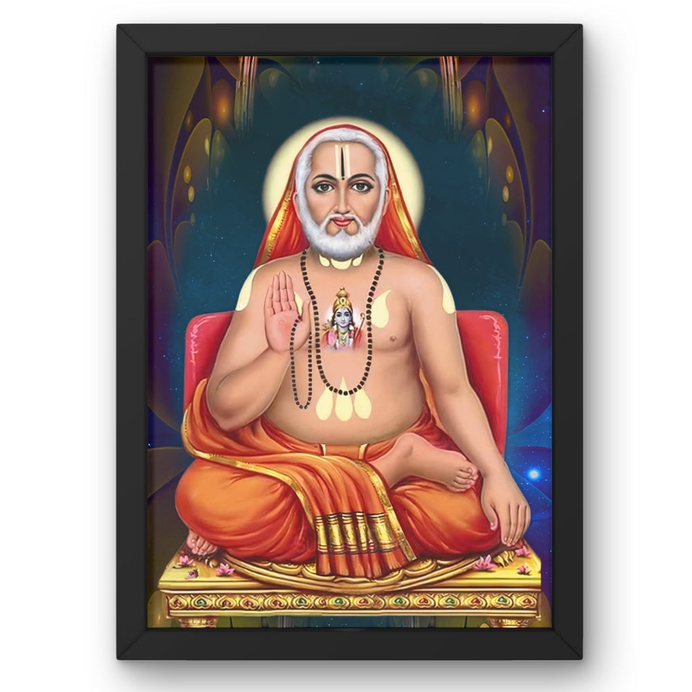 Sri Raghavendra Swamy Wall Art – Hindu Saint Spiritual Guru Photo Frame for Home & Puja Room