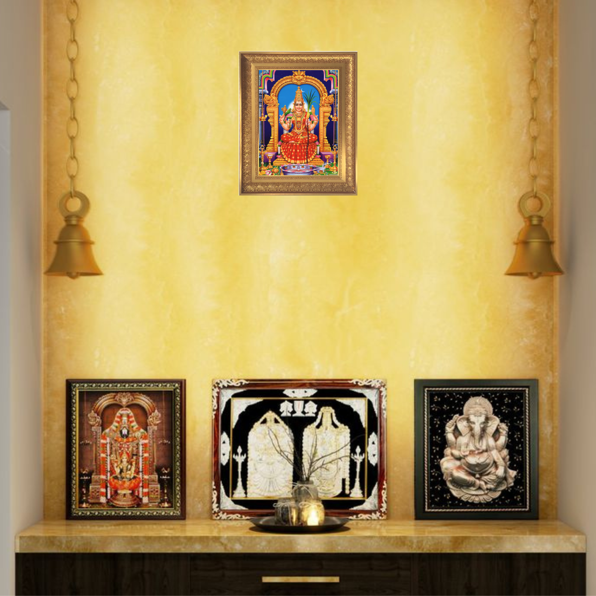 Premium Goddess Meenakshi Amman Wall Art – Sri Meenakshi Devi Hindu Goddess Photo Frame