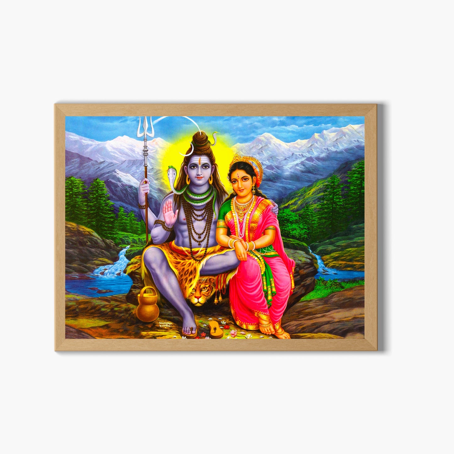 Lord Shiva with Parvathi Wall Art - Shiva with Parvathi Hindu God Photo Frame
