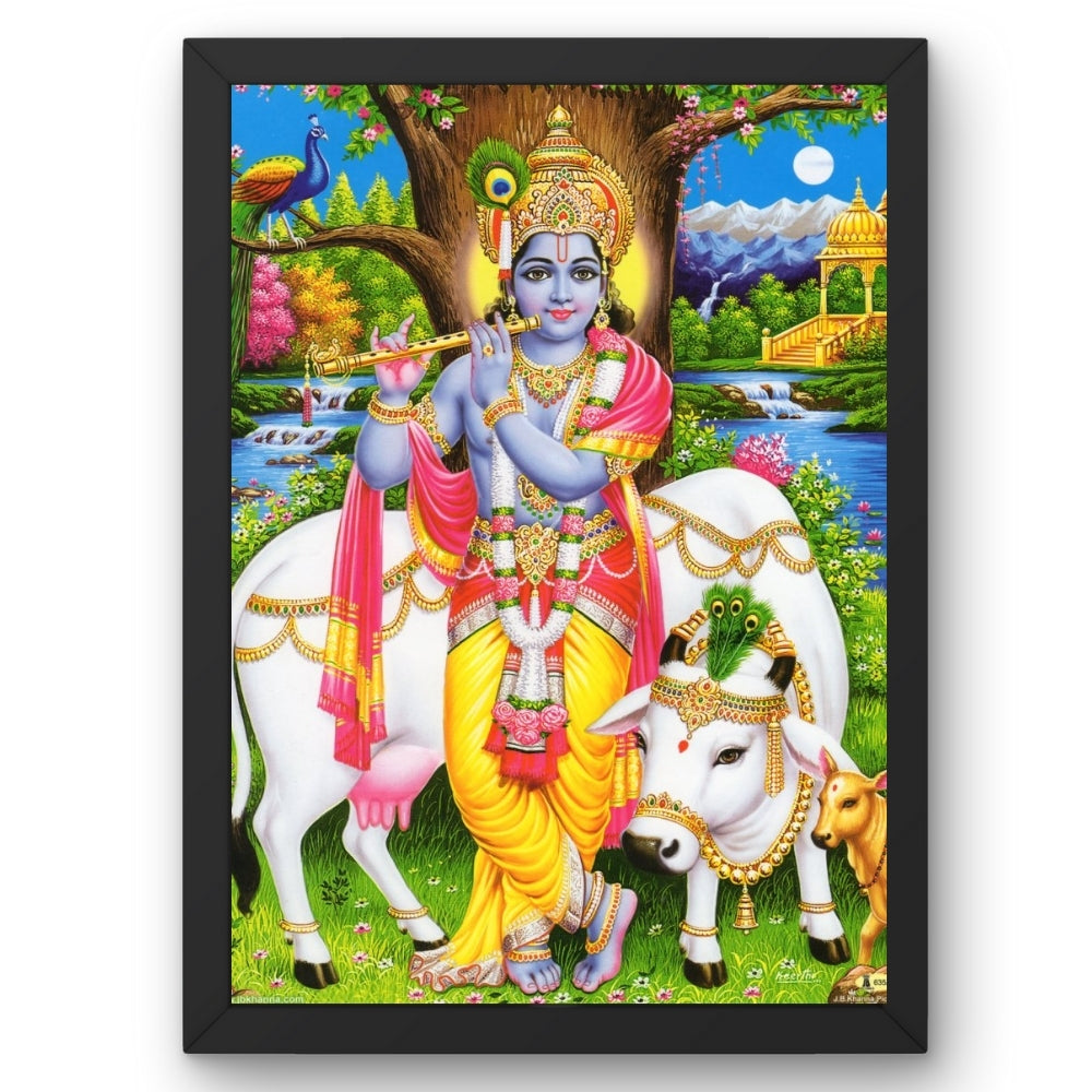 Lord Krishna wall art- God krishna with cow photo frame