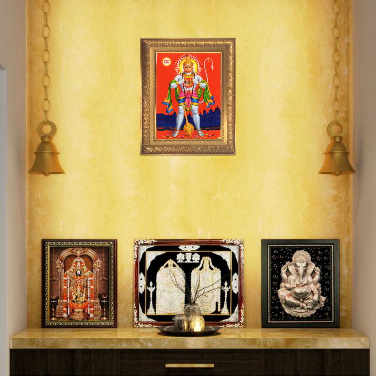 Premium Lord Hanuman Wall Art – Hanuman Showing Lord Rama and Goddess Sita in His Heart Hindu God Photo Frame