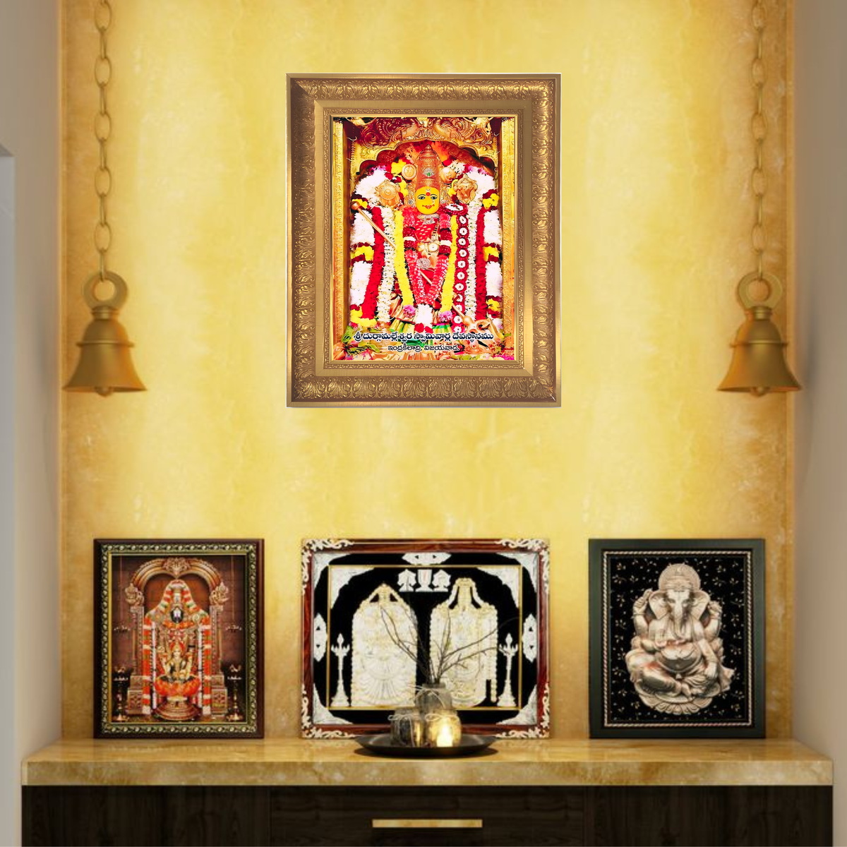 Premium Sri Kanaka Durga Devi Wall Art – Goddess Durga Vijayawada Hindu God Photo Frame