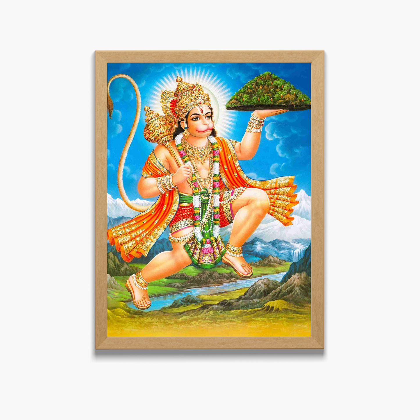 Lord Hanuman Wall Art – Hindu God Photo Frame for Home & Puja Room