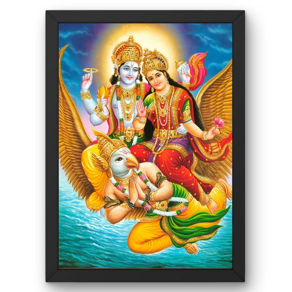 Lord Vishnu and Goddess Laxmi wall art-Sri vishnu with maa Laxmi Hindu God Frame