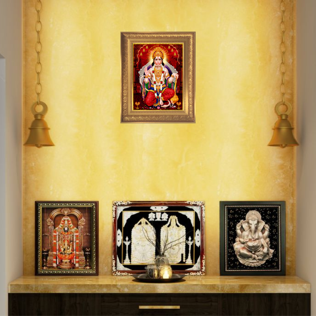 Premium Lord Hanuman Wall Art – Bajrangbali Hanuman Hindu God Photo Frame
