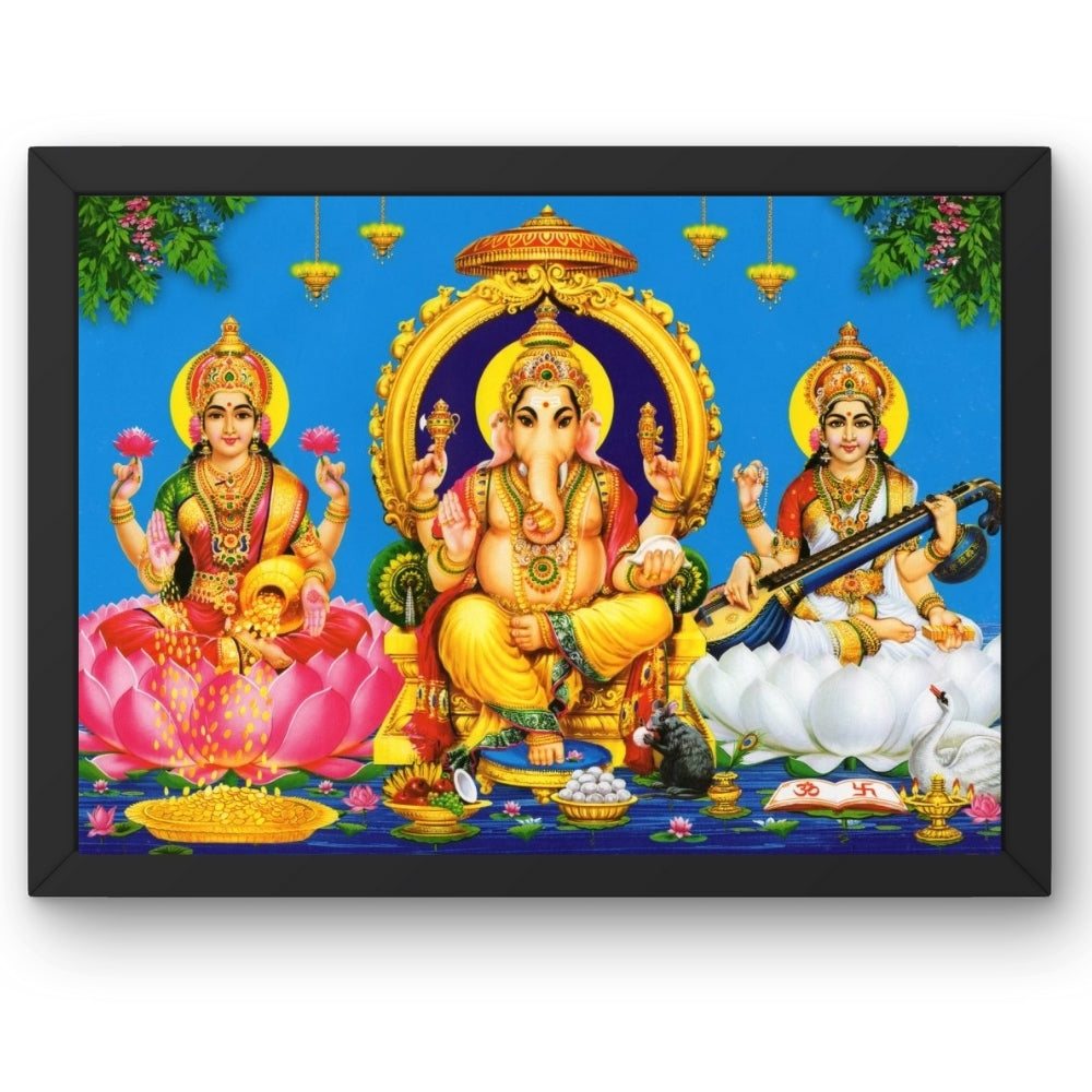 Lord Ganpathi laxmi sarswathi wall art-Goddess saraswathi laxmi and Ganapthi photo frame