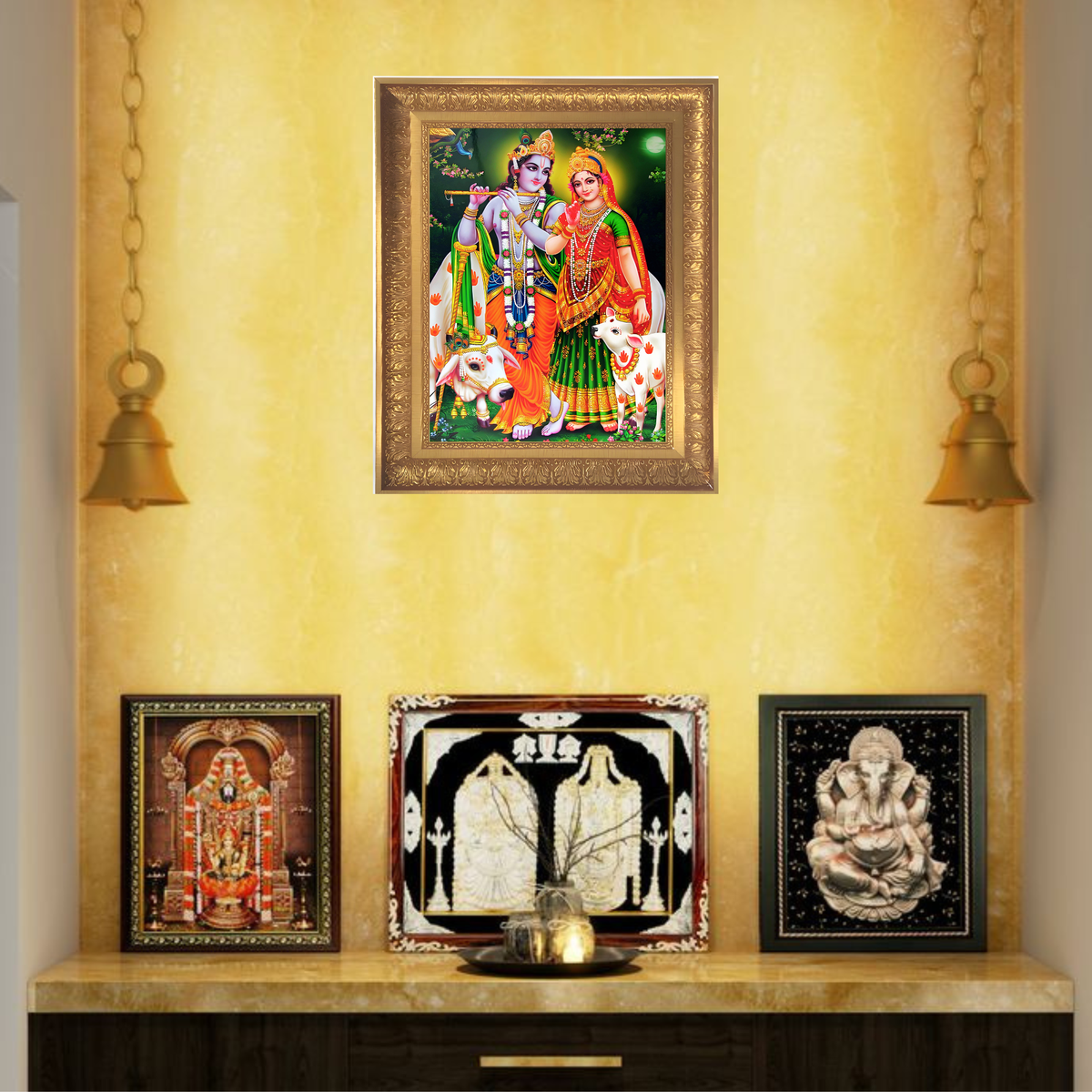 Premium Radha Krishna Wall Art – Divine Radha Krishna Photo Frame | Hindu God Spiritual Home Décor