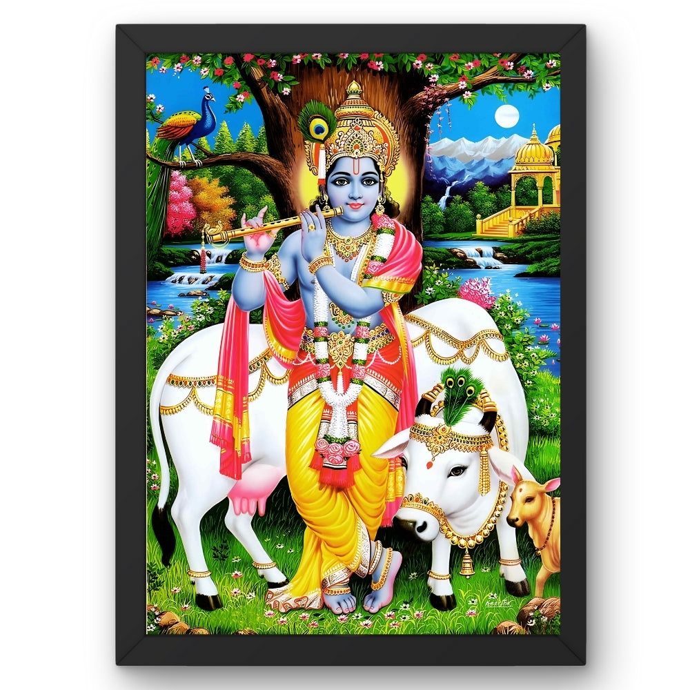 Lord Krishna wall art- Krishna god frame