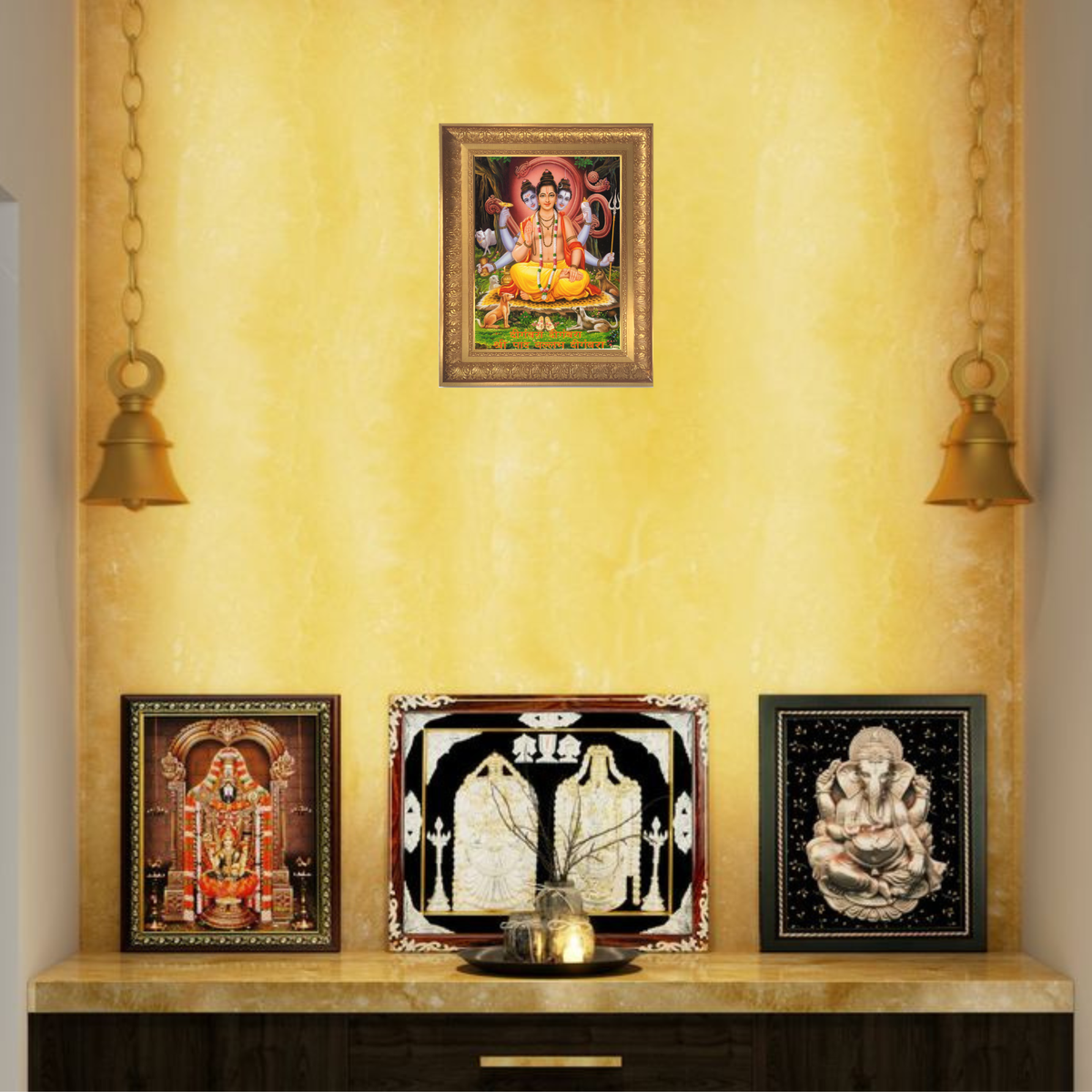 Premium Lord Dattatreya Wall Art – Sri Dattatreya Swamy Hindu God Devotional Photo Frame