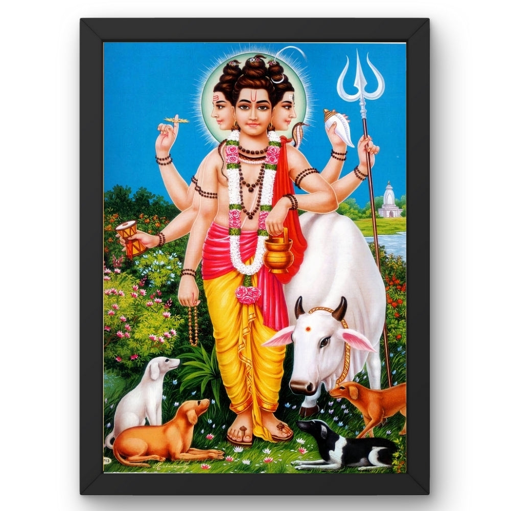 SRI DATTATREYA Wall Art – DATTATREYA  Hindu  God Photo Frame For Home & Puja Room