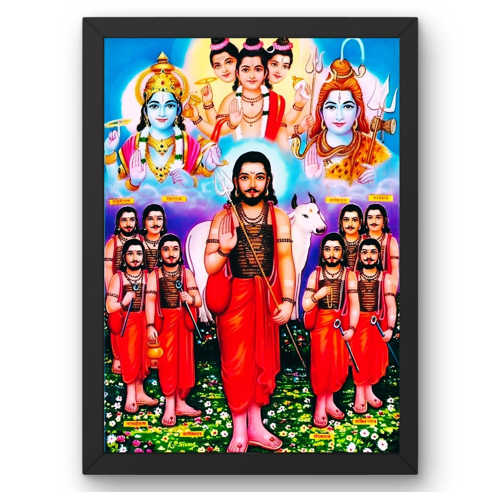 Dattatreya Wall Art – Lord Dattatreya with Six Disciples Hindu God
