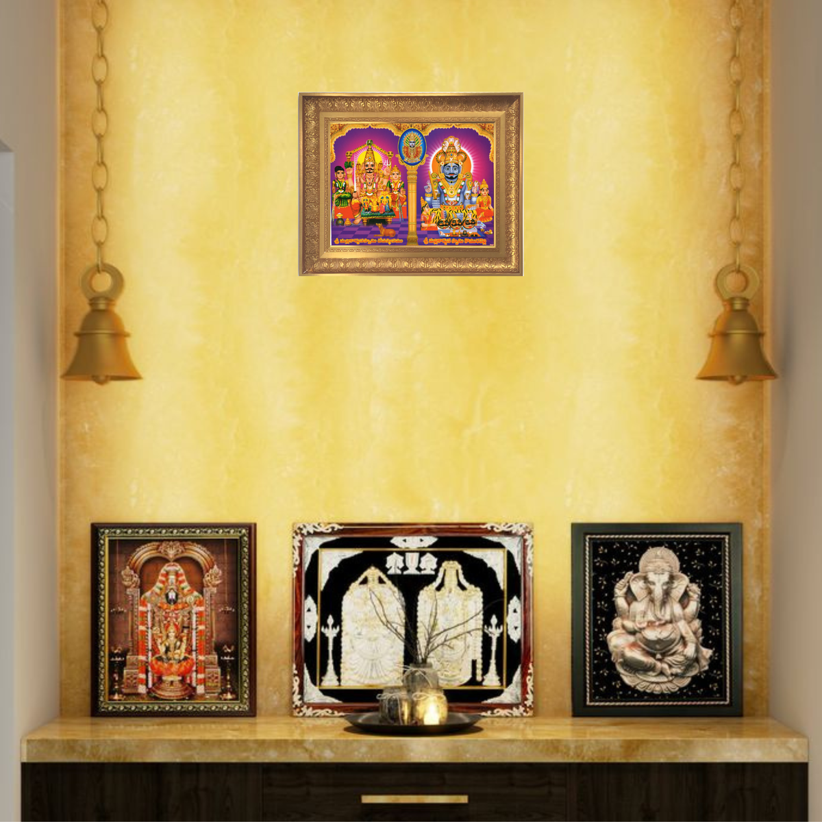 Premium Komuravelli Mallikarjuna Swamy Wall Art – Mallanna Swamy Hindu God Devotional Photo Frame