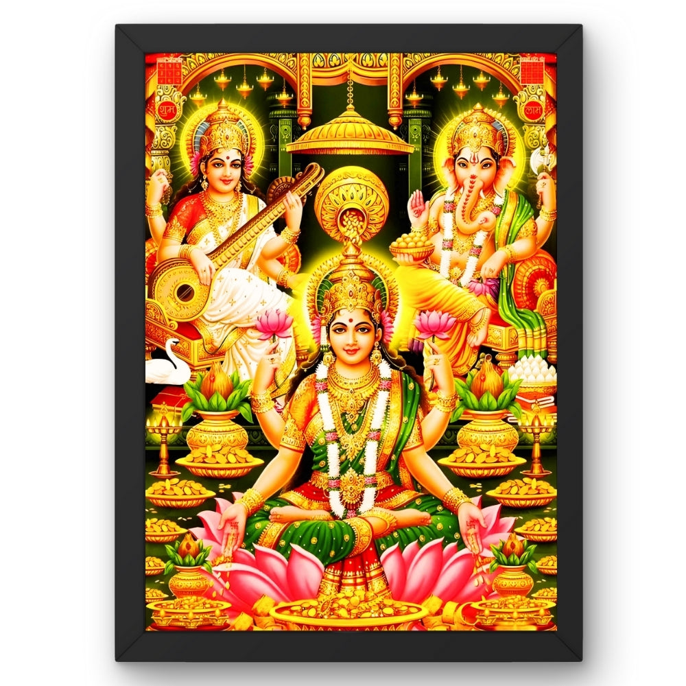 Lord ganapathi wall art -Ganapathi and Laxmi and saraswathi god frame