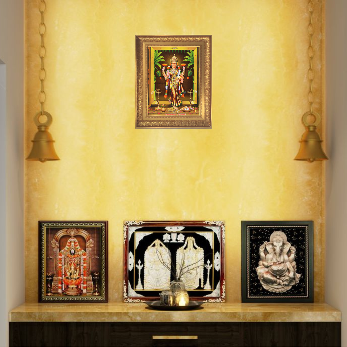 Premium Adrushta Lakshmi Wall Art – Goddess Lakshmi Hindu God Photo Frame