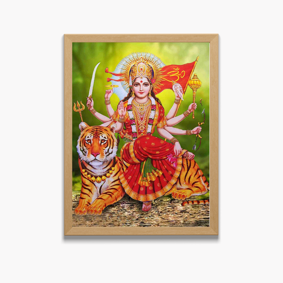 Maa Durga Wall Art – Goddess Durga with Tiger Hindu Goddess Photo Frame