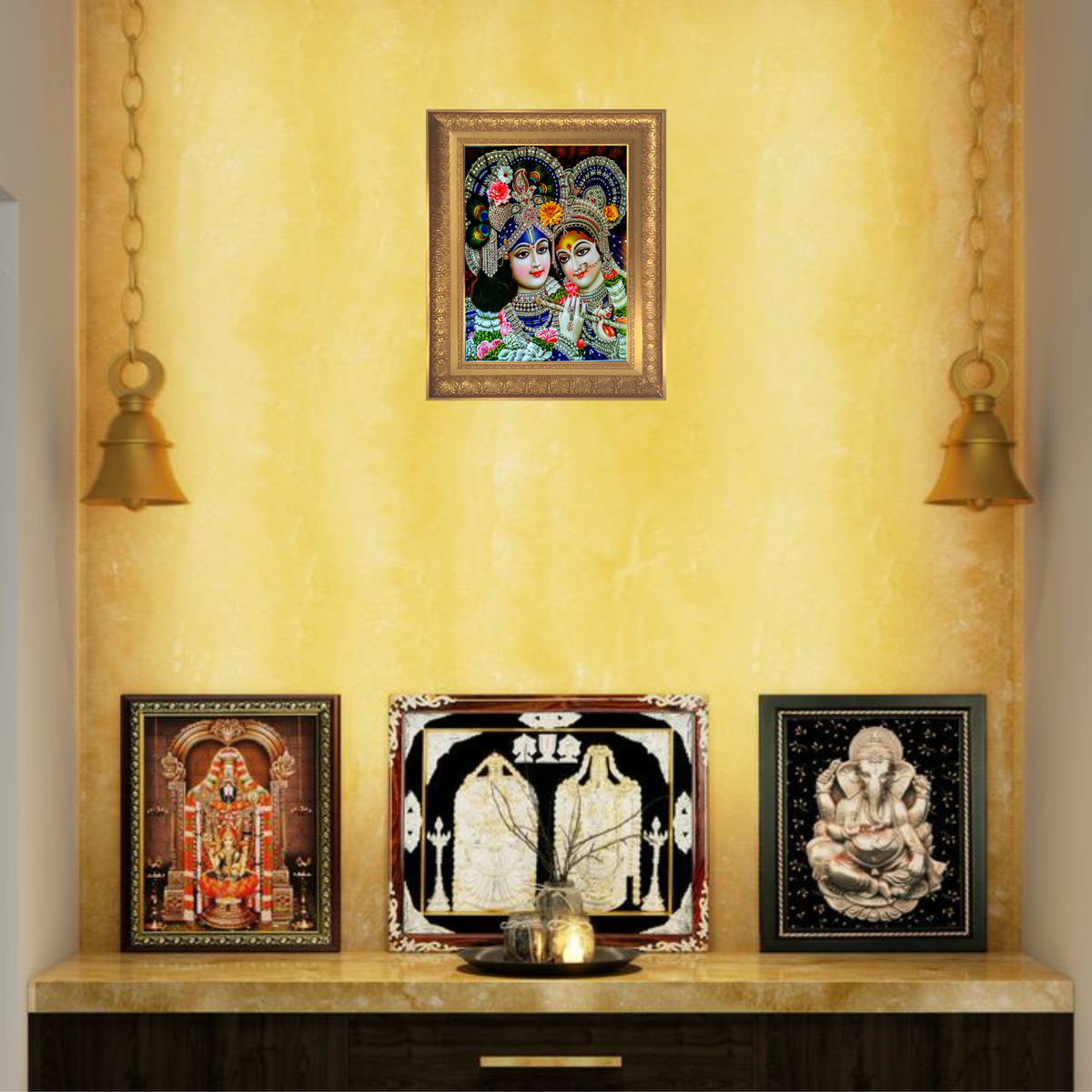Premium Radha Krishna Wall Art – Divine Radha Krishna Hindu God Photo Frame