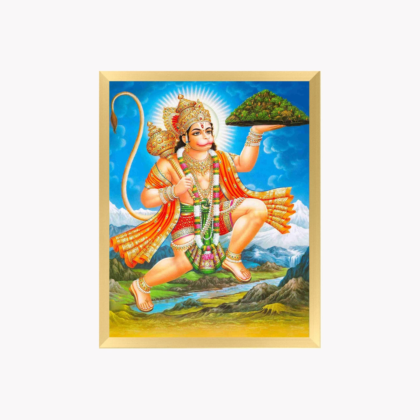 Lord Hanuman Wall Art – Hindu God Photo Frame for Home & Puja Room
