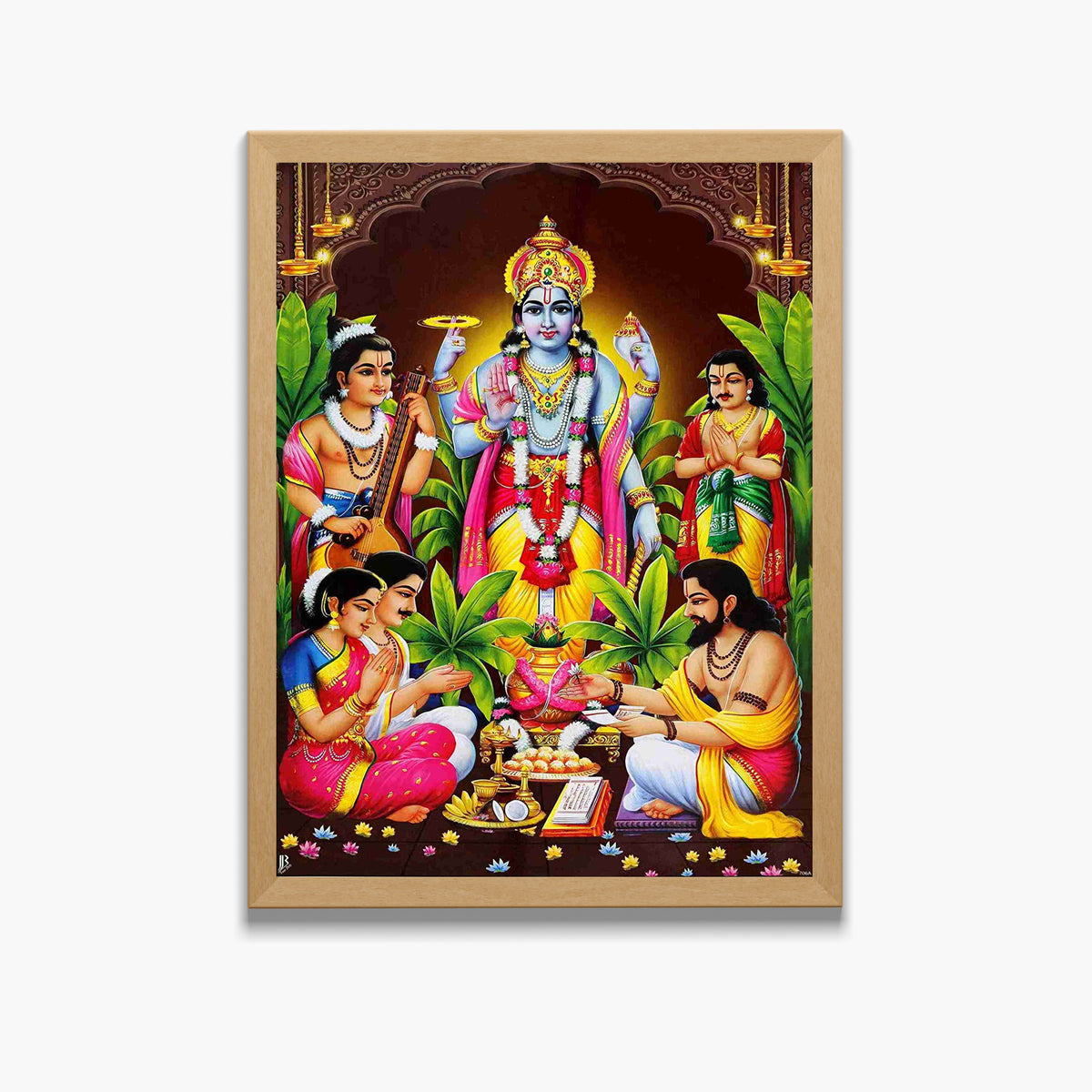 Lord Sri SatyanarayanaSwamy wall art-  Satyanarayana Swamy Hindu God Photo Frame