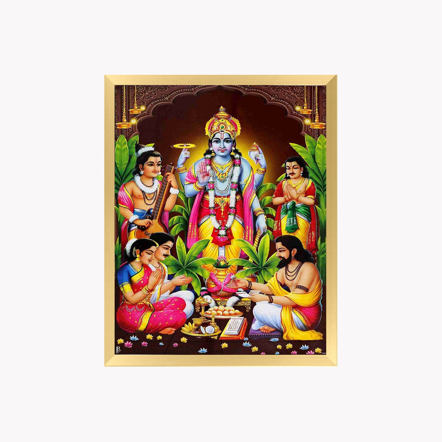 Lord Sri SatyanarayanaSwamy wall art-  Satyanarayana Swamy Hindu God Photo Frame