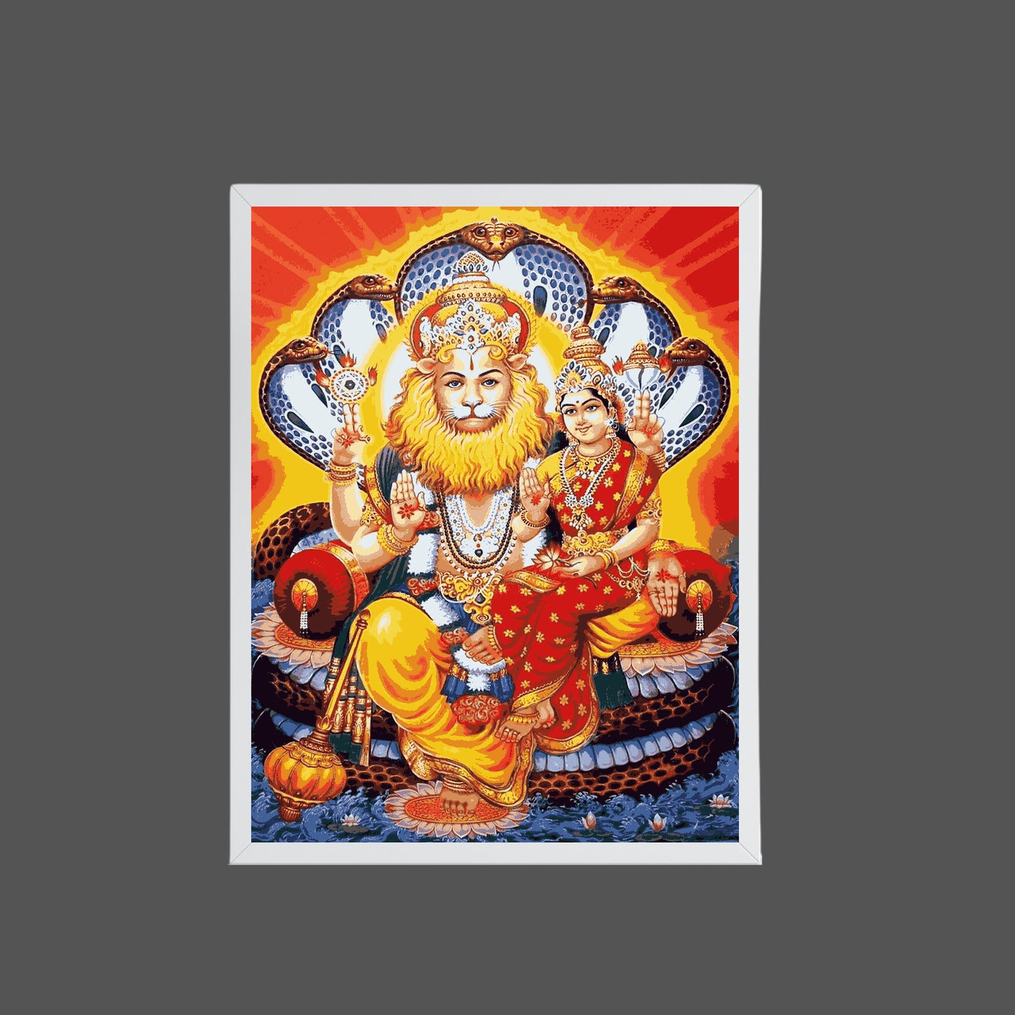 Lord Lxminarasimhaswamy with Saraswathidevi - Laxminarasimhaswamy hindu god photo frame