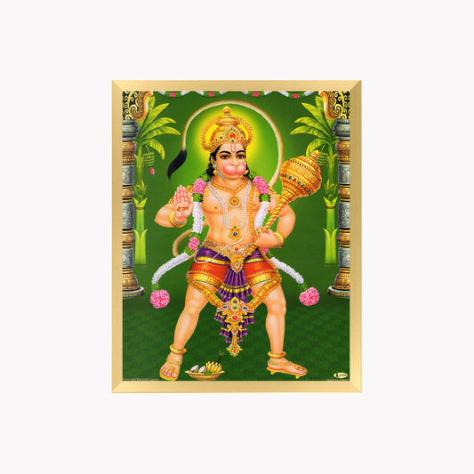 Hanuman Wall Art – Lord Hanuman with Gada Hindu God Photo Frame