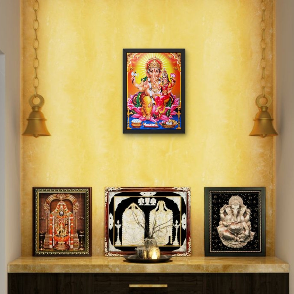 Lord Ganesha & Goddess Lakshmi Wall Art – Ganesh Lakshmi Hindu God Photo Frame