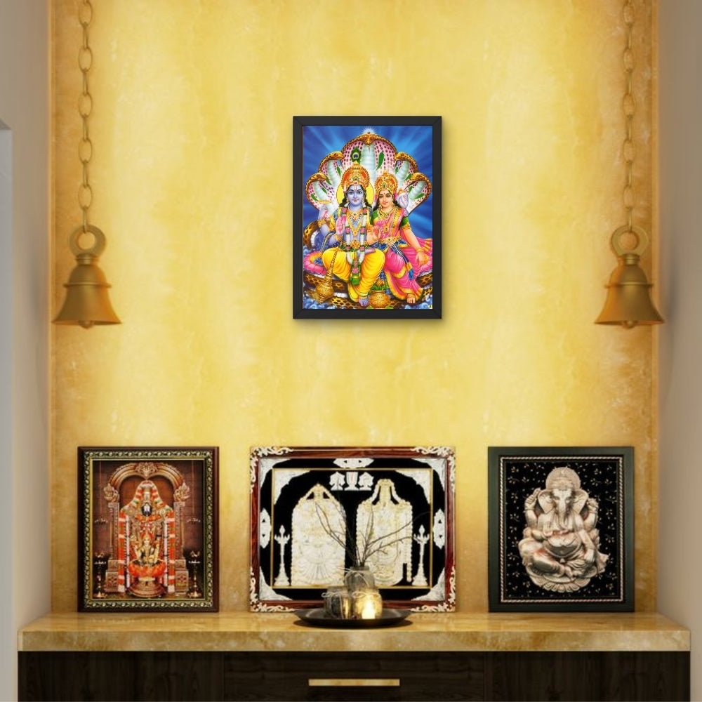 Lord Vishnu with Goddess Laxmi Wall Art – Sri Vishnu Laxmi Hindu God Photo Frame