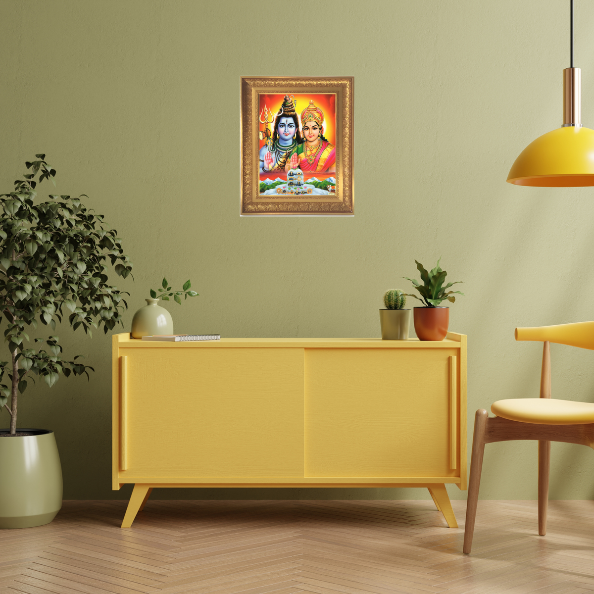 Premium Shiva Parvati Wall Art – Lord Shiva & Goddess Parvati Hindu God Photo Frame