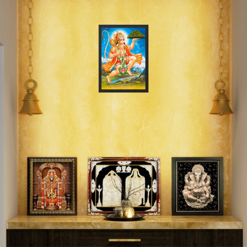 Lord Hanuman Wall Art – Hindu God Photo Frame for Home & Puja Room