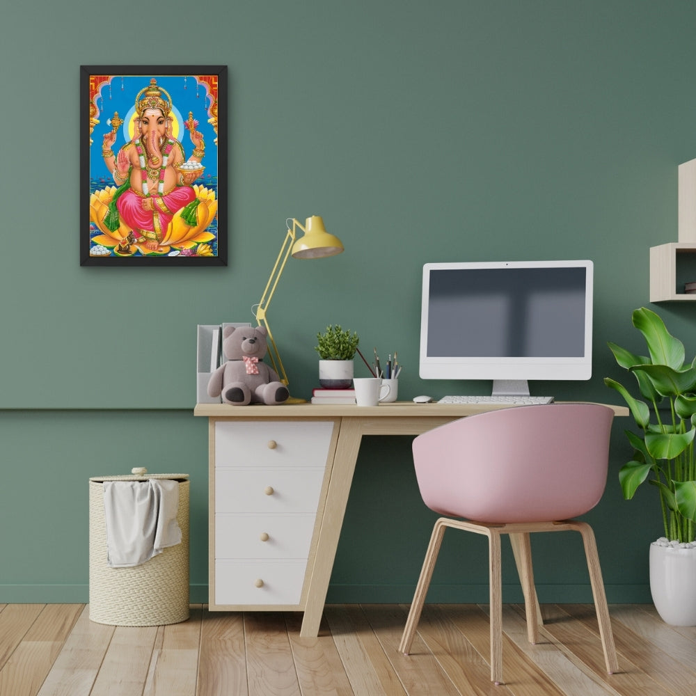 Lord Ganesha Wall Art – Hindu God Photo Frame for Home & Puja Room