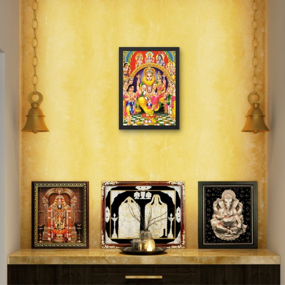 Lord Laxmi Narasimha Swamy wall art- Laxmi Narasimha swamy with Goddess Laxmi Photo Frame