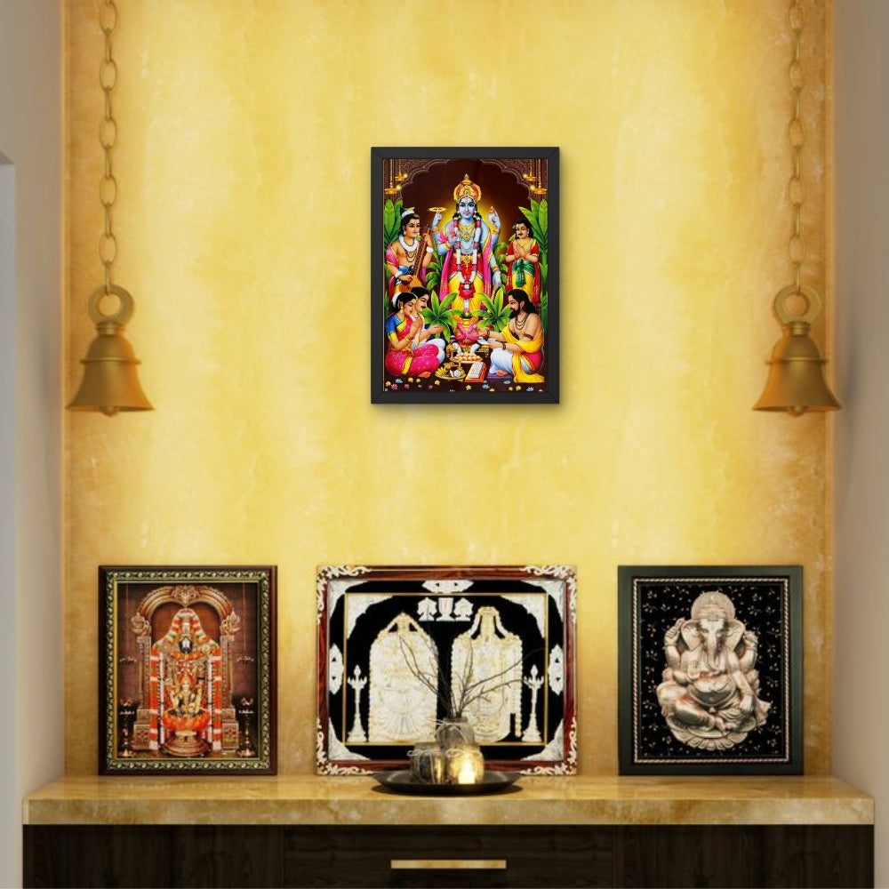Lord Sri SatyanarayanaSwamy wall art-  Satyanarayana Swamy Hindu God Photo Frame