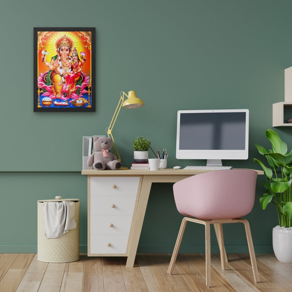 Lord Ganesha & Goddess Lakshmi Wall Art – Ganesh Lakshmi Hindu God Photo Frame