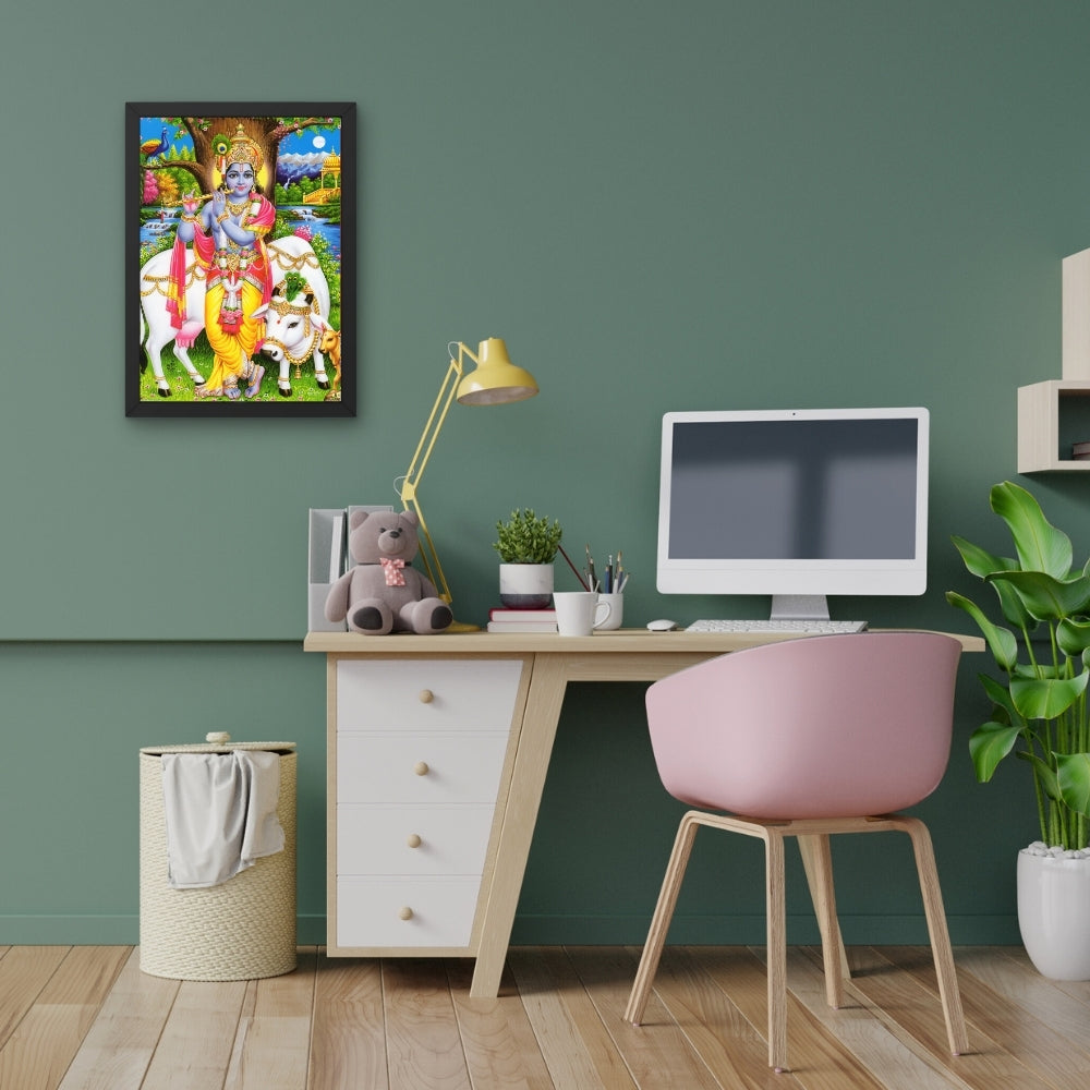 Lord Krishna wall art- God krishna with cow photo frame
