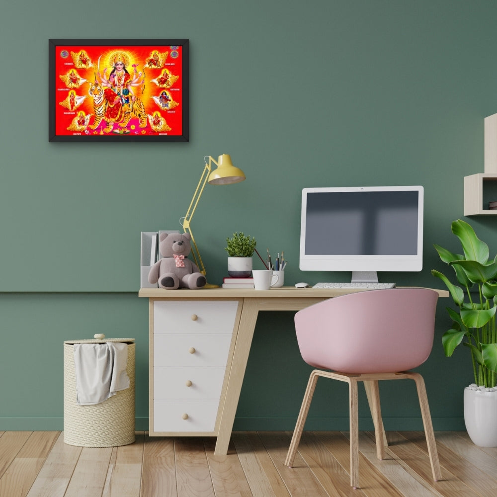Navadurga Wall Art – Goddess Durga with Nine Forms Hindu Goddess Photo Frame