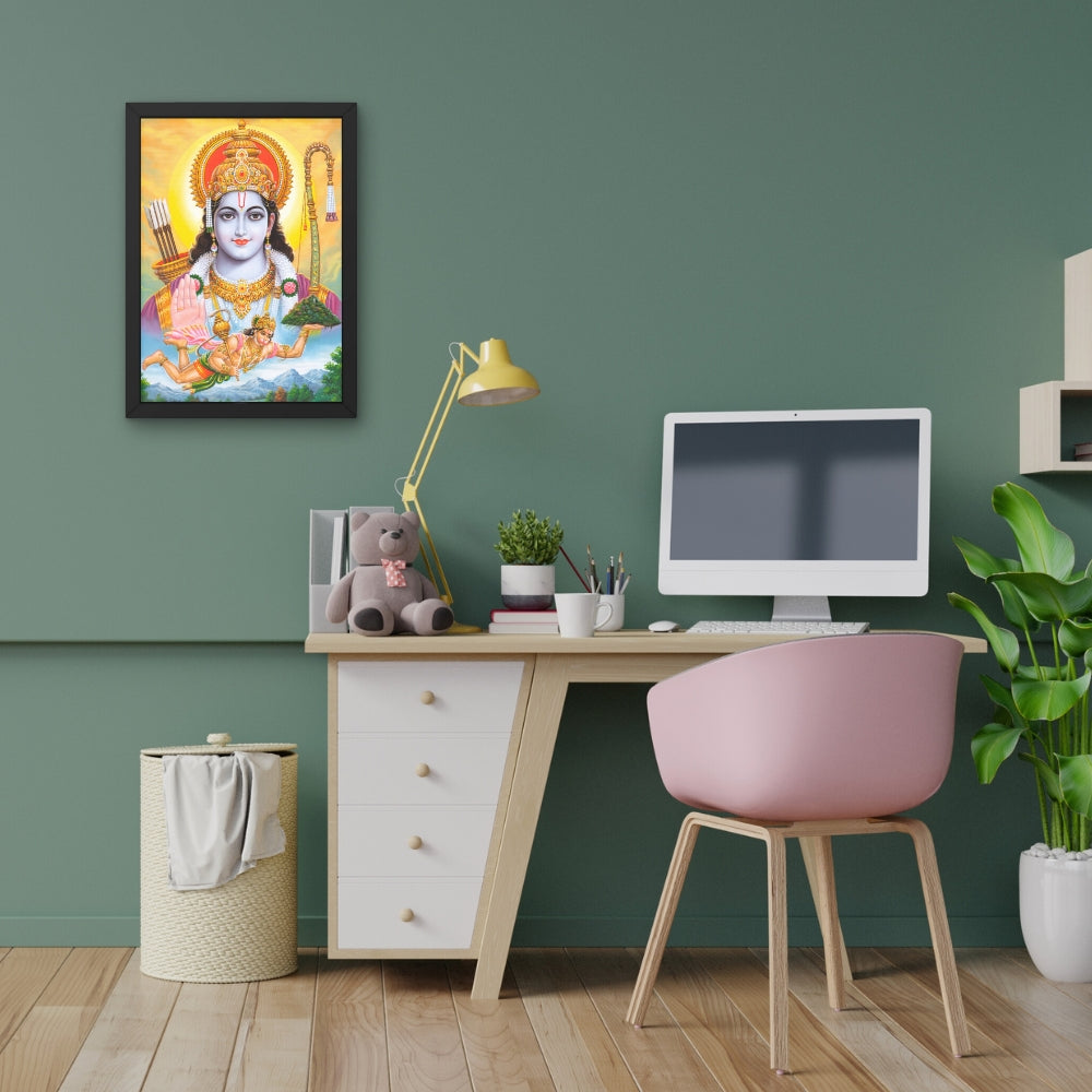 Lord Rama with Hanuman Wall Art – Shri Ram and Hanuman Hindu God Photo Frame